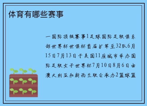 体育有哪些赛事